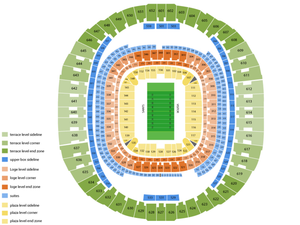 new orleans saints stadium seating chart